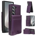 thumbnail image 1 of Allytechgroup Wallet Case for Samsung Galaxy Z Fold 7 with Tempered Glass Screen Protector, RFID Blocking PU Leather Phone Shell with Credit Card Slot Shockproof Protective Full Body Cover, Darkpurple, 1 of 6