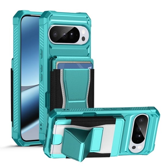 Allytechgroup Wallet Case for Google Pixel 8A, Heavy Duty Shockproof Cover with Foldable Stand & Cards Holder for Women Men, Green