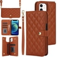 thumbnail image 1 of Allytechgroup Wallet Case for iPhone 11 with Credit Card Slot, RFID Blocking PU Leather Case with Lanyard & Shoulder Strap & Kickstand Shockproof Bumper for Women Men, Brown, 1 of 8
