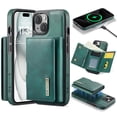 thumbnail image 1 of Allytechgroup Wallet Case for iPhone 11, PU Leather Wallet Case with Detachable Cards Holder Kickstand Support Wireless Charging Shockproof Protective Bumper for Women Men, Green, 1 of 11