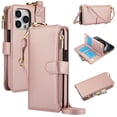 thumbnail image 1 of Allytechgroup Wallet Case for iPhone 11 Pro Max, RFID Blocking Multiple Cards Holder Zipper Pocket Hand Strap Shockproof Stand Phone Case with Crossbody Lanyard for Women Girls, Rosegold, 1 of 7