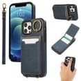 thumbnail image 1 of Allytechgroup Wallet Case for iPhone 12 Pro / 12 6.1" with Credit Card Slot, RFID Blocking PU Leather Flip Case with Lanyard & Kickstand Shockproof and Anti-Scratch Bumper for Women Girls, Blue, 1 of 7