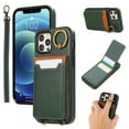 thumbnail image 1 of Allytechgroup Wallet Case for iPhone 12 Pro / 12 6.1" with Credit Card Slot, RFID Blocking PU Leather Flip Case with Lanyard & Kickstand Shockproof and Anti-Scratch Bumper for Women Girls, Green, 1 of 7