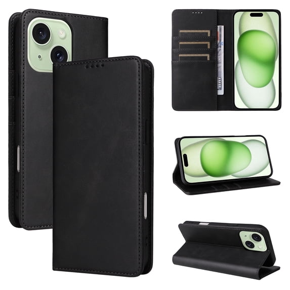 Allytechgroup Wallet Case for iPhone 13, Built-in Credit Card Slot RFID Blocking PU Leather Flip Stand Magnetic Closure Case Military Grade Drop Protection for iPhone 13, Black