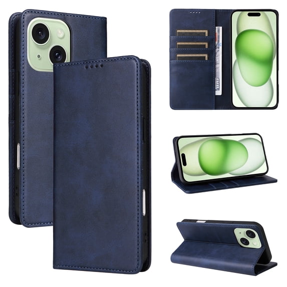 Allytechgroup Wallet Case for iPhone 13, Built-in Credit Card Slot RFID Blocking PU Leather Flip Stand Magnetic Closure Case Military Grade Drop Protection for iPhone 13, Darkblue