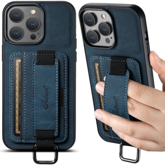 Allytechgroup Wallet Case for iPhone 13 with Credit Card Slot, RFID Blocking PU Leather Stand Case Shockproof Protective Back Cover for iPhone 13 Women Men, Blue