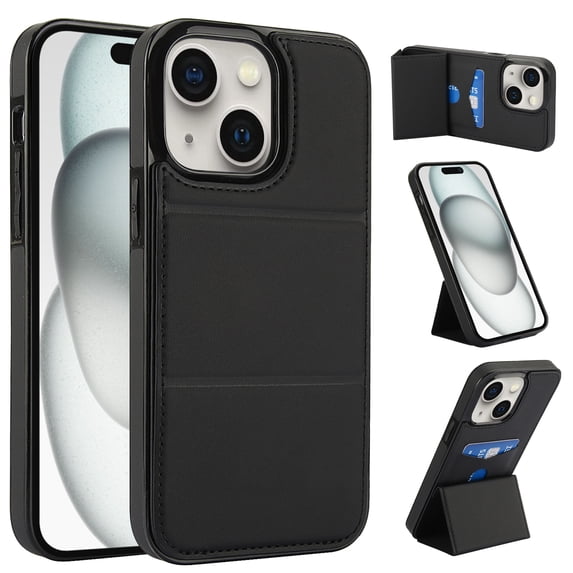 Allytechgroup Wallet Case for iPhone 13 Mini with Credit Card Slot, PU Leatehr Phone Case with Stand RFID Blocking Shockproof Back Cover for iPhone 13 Mini for Women Men, Black
