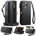 thumbnail image 1 of Allytechgroup Wallet Case for iPhone 13 Pro Max with Credit Card Slot, RFID Blocking PU Leather Flip Case with Shoulder Strap Wrist Strap Compatible with MagSafe Shockproof Full Body Cover, Black, 1 of 13