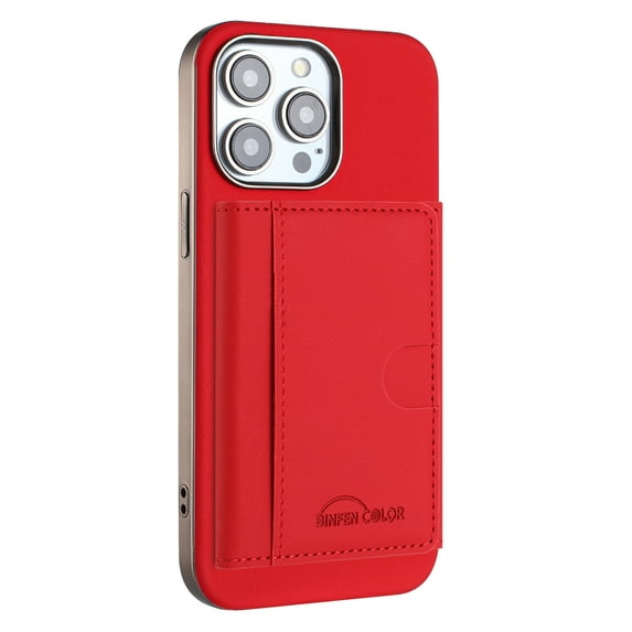 Allytechgroup Wallet Case for iPhone 13 Pro, RFID Blocking PU Leather Stand Phone Shell with Credit Card Slot Shockproof Protective Back Cover for iPhone 13 Pro Women Men, Red