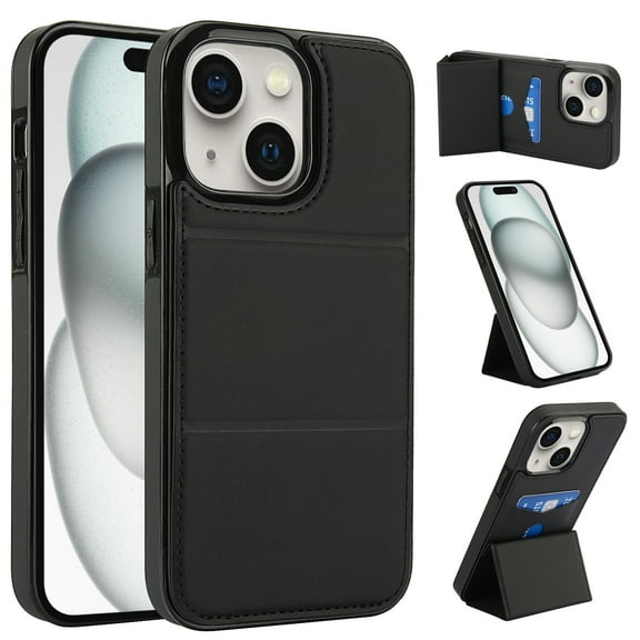 Allytechgroup Wallet Case for iPhone 14 with Credit Card Slot, PU Leatehr Phone Case with Stand RFID Blocking Shockproof Back Cover for iPhone 14 for Women Men, Black