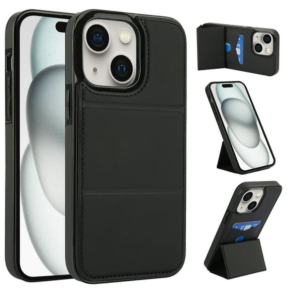 Allytechgroup Wallet Case for iPhone 14 with Credit Card Slot, PU Leatehr Phone Case with Stand RFID Blocking Shockproof Back Cover for iPhone 14 for Women Men, Black