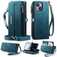 thumbnail image 1 of Allytechgroup Wallet Case for iPhone 14 with Credit Card Slot, RFID Blocking PU Leather Flip Case with Shoulder Strap Wrist Strap Compatible with MagSafe Shockproof Full Body Cover, Green, 1 of 13