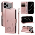 thumbnail image 1 of Allytechgroup Wallet Case for iPhone 15, Built-in Wrist Strap & Card Pocket & Cash Slot Slim PU Leather Stand Phone Shell Shockproof Protective Full Body Cover for Women Girls, Rosegold, 1 of 11