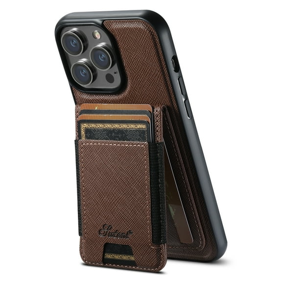 Allytechgroup Wallet Case for iPhone 15 Pro with Detachable Cards Holder, PU Leather 2 In 1 Wallet Case Compatible with Magsafe Shockproof Magnetic Protective Back Cover for Women Men, Brown