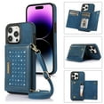 thumbnail image 1 of Allytechgroup Wallet Case for iPhone 16, Bling PU Leather RFID Blocking Kickstand Case with Shoulder Strap & Card Slots, Anti-Fall Shockproof Full Body Protection Case for Women Girls, Blue, 1 of 8