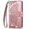thumbnail image 1 of Allytechgroup Wallet Case for iPhone 16, Bling Sparkly Diamond PU Leather Phone Case with Credit Card Slot Wirst Strap Support Wireless Charging Shockproof Bumper, Rosegold, 1 of 9