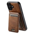 thumbnail image 1 of Allytechgroup Wallet Case for iPhone 16, Compatible with MagSafe Detachable Pocket Wallet Magnetic Card Bag PU Leather Case with Kickstand Credit Card Slots Wireless Charging, Brown, 1 of 7