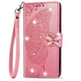 thumbnail image 1 of Allytechgroup Wallet Case for iPhone 16 Plus, Bling Sparkly Diamond PU Leather Phone Case with Credit Card Slot Wirst Strap Support Wireless Charging Shockproof Bumper for Women Girls, Pink, 1 of 9