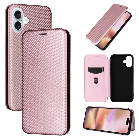 Allytechgroup Wallet Case for iPhone 16 Plus, Premium PU Leather Flip Stand RFID Blocking Shockproof Protective Slim Credit Card Slot Phone Case Cover for iPhone 16 Plus, Pink