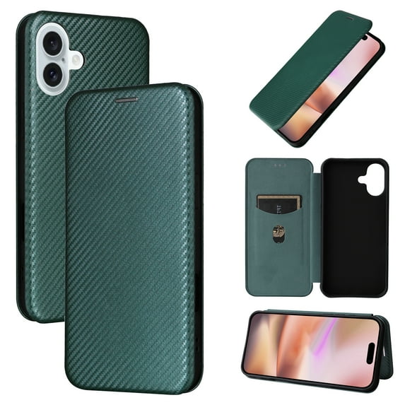 Allytechgroup Wallet Case for iPhone 16 Plus, Premium PU Leather Flip Stand RFID Blocking Shockproof Protective Slim Credit Card Slot Phone Case Cover for iPhone 16 Plus, Green