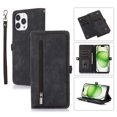 thumbnail image 1 of Allytechgroup Wallet Case for iPhone 16 Pro, [9 Card Slots] [Zipper Pocket] Luxury PU Leather Kickstand Magnetic Clasp Cover with Shoulder Strap & Hand Strap, Shockproof Anti-Fall Case, Black, 1 of 9