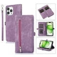 thumbnail image 1 of Allytechgroup Wallet Case for iPhone 16 Pro, [9 Card Slots] [Zipper Pocket] Luxury PU Leather Kickstand Magnetic Clasp Cover with Shoulder Strap & Hand Strap, Shockproof Anti-Fall Case, Purple, 1 of 9