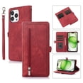 thumbnail image 1 of Allytechgroup Wallet Case for iPhone 16 Pro, [9 Card Slots] [Zipper Pocket] Luxury PU Leather Kickstand Magnetic Clasp Cover with Shoulder Strap & Hand Strap, Shockproof Anti-Fall Case, Red, 1 of 9