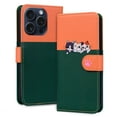 thumbnail image 1 of Allytechgroup Wallet Case for iPhone 16 Pro with Cute Cartoon Pattern, 3 Card Slots + 1 Cash Slot + Wrist Strap, Premium PU Leather Stand Magnetic Clasp Shockproof Protective Case, Darkgreen, 1 of 8