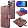 thumbnail image 1 of Allytechgroup Wallet Case for iPhone 16 Pro Max with 3 Card Slots & Cash Pocket, 2 in 1 Detachable Strong Magnetic Case, Retro PU Leather Shockproof Magnetic Clasp Slim Protective Shell, Red, 1 of 8