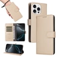 thumbnail image 1 of Allytechgroup Wallet Case for iPhone 16 Pro Max with Lanyard, PU Leather Protective Rugged with Card Holder RFID Blocking Non-Slip Anti-Fingerprint Shockproof Bumper for iPhone 16 Pro Max, Beige, 1 of 10