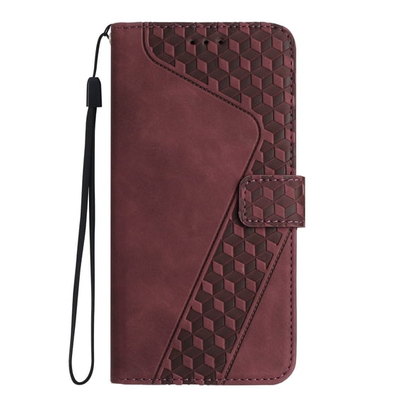 Allytechgroup Wallet Case for iPhone 16 Pro, PU Leather and TPU Bumper Full Protection Credit Card Holder Flip Book Stand Hand Strap Case for iPhone 16 Pro, Winered