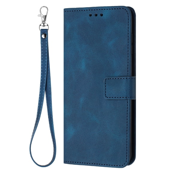 Allytechgroup Wallet Case for iPhone 16, RFID Blocking Premium PU Leather Flip Folio Stand Card Slots Hand Wrist Shockproof Protective Phone Case for iPhone 16, Blue