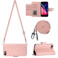 thumbnail image 1 of Allytechgroup Wallet Case for iPhone 16e with Card Cash Slots, Luxury Premium PU Leather Kickstand Shoulder Strap Lanyard Shockproof Anti-Fall Full Body Protective Flip Shell, Coralpink, 1 of 8