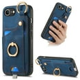 thumbnail image 1 of Allytechgroup Wallet Case for iPhone 16e, Support Car Mount, Luxury PU Leather Shockproof Anti-Fall 360° Finger Ring Stand Rotatable Kickstand Case with Magnetic Snap & Card Slots, Blue, 1 of 8