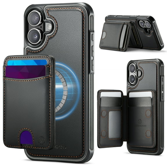 Allytechgroup Wallet Case for iPhone 17, Lightweight PU Leather Shell with Card Holder Support Wireless Charging Non-Slip Shockproof Protective Full Body Cover for iPhone 17, Black