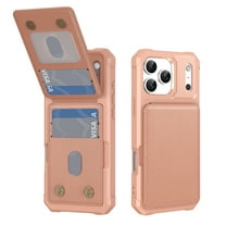 Allytechgroup Wallet Case for iPhone 17 Pro Max, PU Leather Hard PC Back Cover Shockproof Kickstand Bumper Anti-Slip Magnetic Closure Case Cover for Women Men, Rosegold