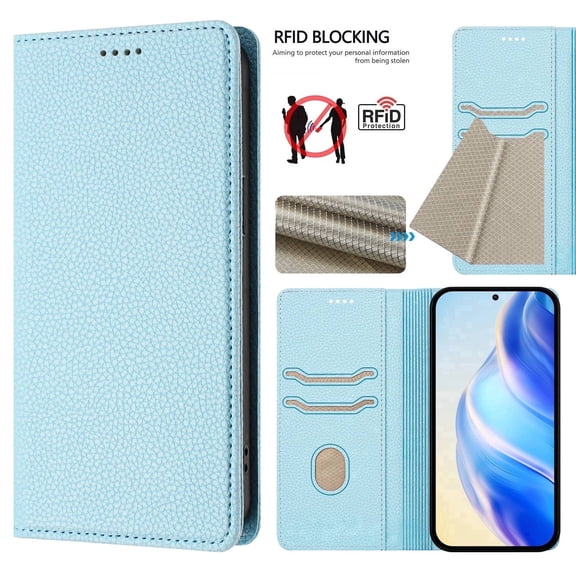 Allytechgroup Cash Slot PU Leather Hard Shell Flip Cell Phone Case with 1 Phone Case for Apple iPhone 17 Pro Max, Blue