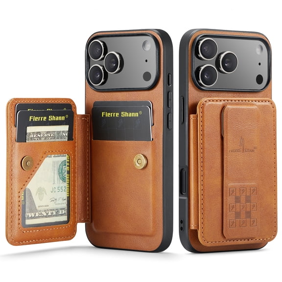 Allytechgroup Wallet Case for iPhone 17 Pro Max, Slim Fit RFID Blocking Premium PU Leather Cards Holder Retro Shockproof Scratch Resistance Phone Case for iPhone 17 Pro Max Women Men, Brown