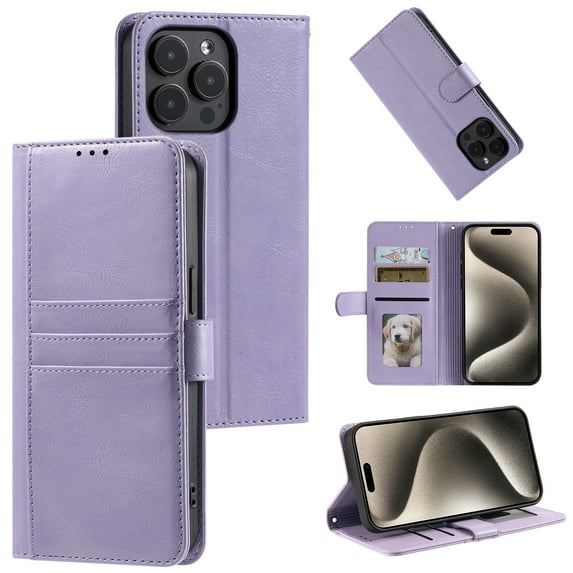 Allytechgroup Wallet Case for iPhone 6s Plus/6 Plus, RFID Blocking PU Leather Flip Bumper with Credit Card Slot & Kickstand Shockproof Back Cover for iPhone 6s Plus/6 Plus, Purple