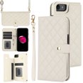 thumbnail image 1 of Allytechgroup Wallet Case for iPhone 7 / 8 / SE 2022 & 2020 with Credit Card Slot, RFID Blocking PU Leather Case with Lanyard & Shoulder Strap & Kickstand Shockproof Bumper for Women Men, White, 1 of 8