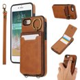 thumbnail image 1 of Allytechgroup Wallet Case for iPhone 7 / 8 / SE 2022 & 2020 with Credit Card Slot, RFID Blocking PU Leather Flip Case with Lanyard & Kickstand Shockproof and Anti-Scratch Bumper for Women Girls, Brown, 1 of 7