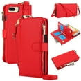 thumbnail image 1 of Allytechgroup Wallet Case for iPhone 7 / 8 / SE 2022 & 2020, RFID Blocking Multiple Cards Holder Zipper Pocket Hand Strap Shockproof Stand Phone Case with Crossbody Lanyard for Women Girls, Red, 1 of 7