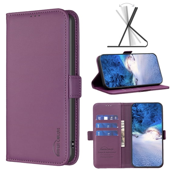 Allytechgroup Wallet Case for iPhone 8 Plus/7 Plus with Credit Card Slot, PU Leather Flip Case with Kickstand Military Grade Drop Protection for iPhone 8 Plus/7 Plus Women Men, Darkpurple