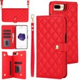 thumbnail image 1 of Allytechgroup Wallet Case for iPhone 8 Plus/7 Plus with Credit Card Slot, RFID Blocking PU Leather Case with Lanyard & Shoulder Strap & Kickstand Shockproof Bumper for Women Men, Red, 1 of 8