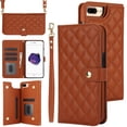 thumbnail image 1 of Allytechgroup Wallet Case for iPhone 8 Plus/7 Plus with Credit Card Slot, RFID Blocking PU Leather Case with Lanyard & Shoulder Strap & Kickstand Shockproof Bumper for Women Men, Brown, 1 of 8