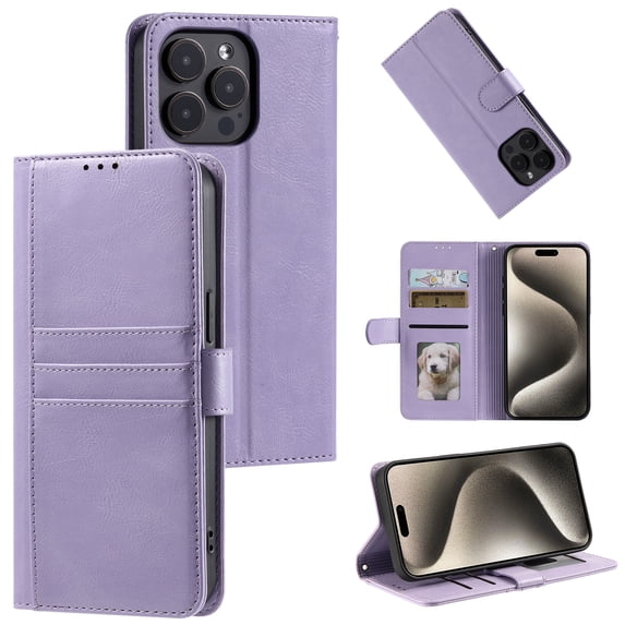 Allytechgroup Wallet Case for iPhone 8 Plus/7 Plus, RFID Blocking PU Leather Flip Bumper with Credit Card Slot & Kickstand Shockproof Back Cover for iPhone 8 Plus/7 Plus, Purple