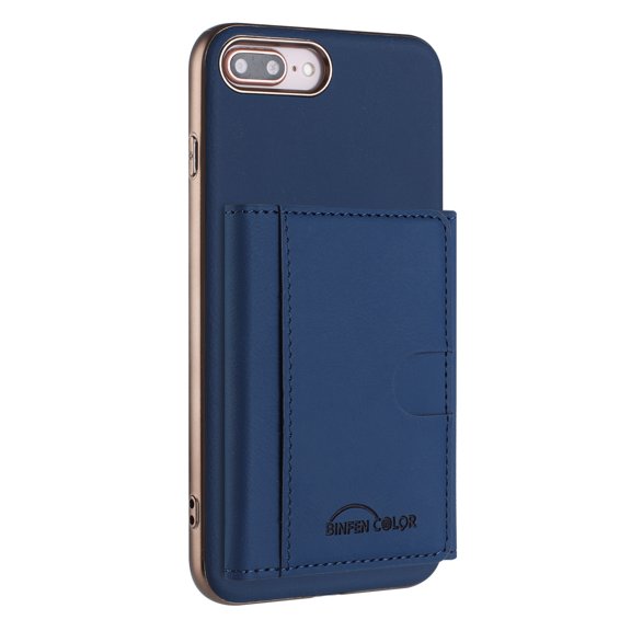 Allytechgroup Wallet Case for iPhone 8 Plus/7 Plus, RFID Blocking PU Leather Stand Phone Shell with Credit Card Slot Shockproof Protective Back Cover for iPhone 8 Plus/7 Plus Women Men, Darkblue