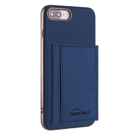 Allytechgroup Wallet Case for iPhone 8 Plus/7 Plus, RFID Blocking PU Leather Stand Phone Shell with Credit Card Slot Shockproof Protective Back Cover for iPhone 8 Plus/7 Plus Women Men, Darkblue