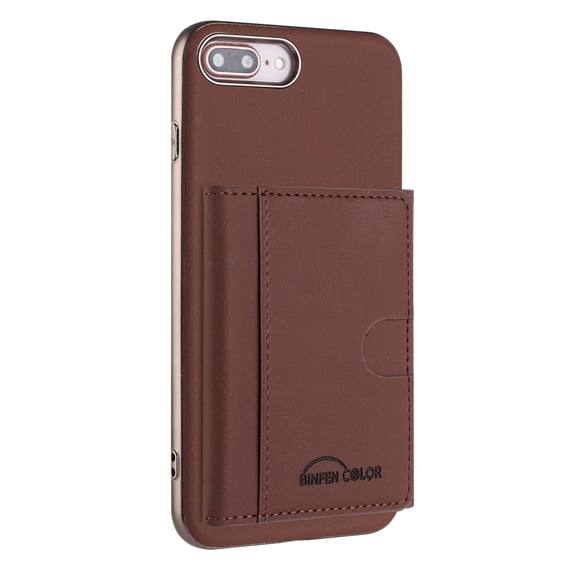 Allytechgroup Wallet Case for iPhone 8 Plus/7 Plus, RFID Blocking PU Leather Stand Phone Shell with Credit Card Slot Shockproof Protective Back Cover for iPhone 8 Plus/7 Plus Women Men, Brown