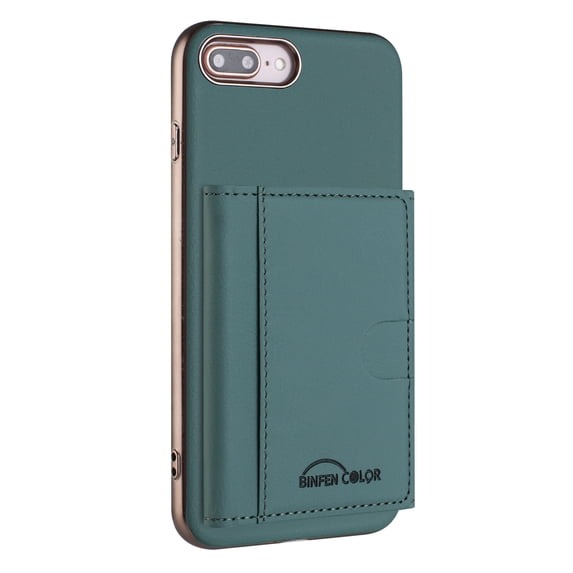 Allytechgroup Wallet Case for iPhone 8 Plus/7 Plus, RFID Blocking PU Leather Stand Phone Shell with Credit Card Slot Shockproof Protective Back Cover for iPhone 8 Plus/7 Plus Women Men, Green